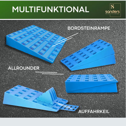 SANDERS Auffahrkeile - [2er Set] robuste Auffahrkeile für Wohnmobil, Wohnwagen | Sicheres & Stufenfreies Nivellieren [<7,5t] Unterlegkeile