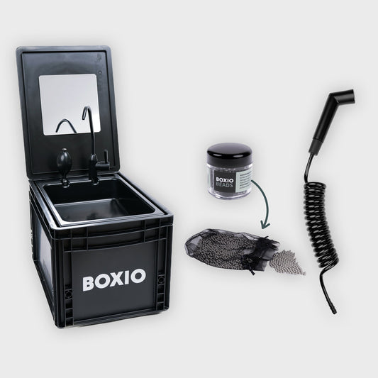 BOXIO WASH PLUS | Mobiles Waschbecken mit Campingdusche