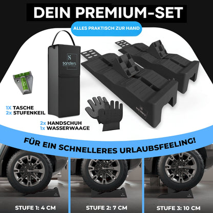 SANDERS Auffahrkeile - [2er Set] robuste Auffahrkeile für Wohnmobil, Wohnwagen | Sicheres & Stufenfreies Nivellieren [<7,5t] Unterlegkeile