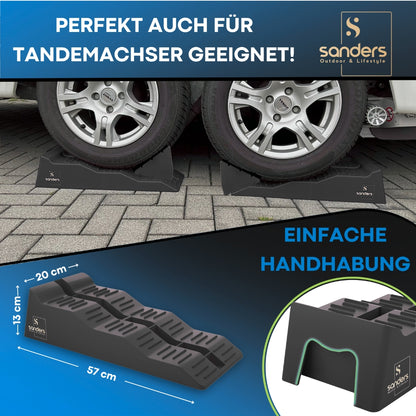 SANDERS Auffahrkeile - [2er Set] robuste Auffahrkeile für Wohnmobil, Wohnwagen | Sicheres & Stufenfreies Nivellieren [<7,5t] Unterlegkeile