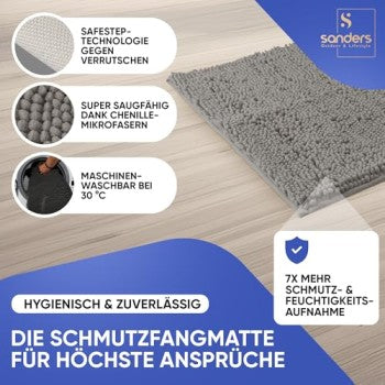Sanders Luxury Mat | Schmutzfangmatte Innen 60 x 90 cm (24"x36"), rutschfeste Maschinenwaschbare Fußmatte, saugfähige Sauberlaufmatte, Eingangstürmatte für Hund, Eingang, Flur & Camping