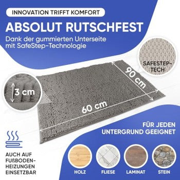 Sanders Luxury Mat | Schmutzfangmatte Innen 60 x 90 cm (24"x36"), rutschfeste Maschinenwaschbare Fußmatte, saugfähige Sauberlaufmatte, Eingangstürmatte für Hund, Eingang, Flur & Camping