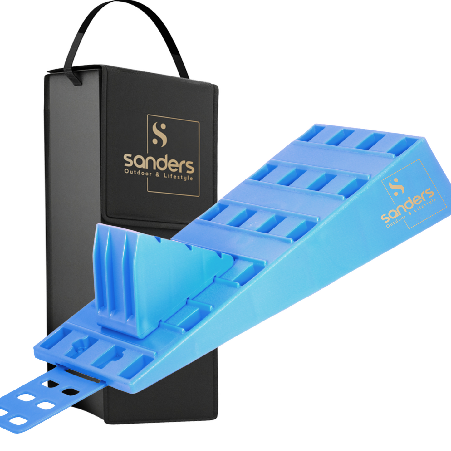 SANDERS Auffahrkeile - B-Ware - [2er Set] robuste Auffahrkeile für Wohnmobil, Wohnwagen | Sicheres & Stufenfreies Nivellieren [<7,5t] Unterlegkeile